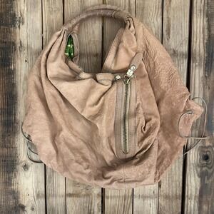 OrYANY Leather Hobo Bag xxxl Tan Slouchy Shoulder Bag Whipstitch Detal Boho Vibe